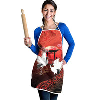 Hawaii and Japan Together Apron Polynesian Art Tattoo With Cranes And Sakura LT05 - Polynesian Pride