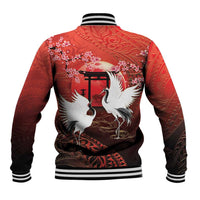 Hawaii and Japan Together Baseball Jacket Polynesian Art Tattoo With Cranes And Sakura LT05 - Polynesian Pride