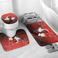 Hawaii and Japan Together Bathroom Set Polynesian Art Tattoo With Cranes And Sakura - Polynesian Pride