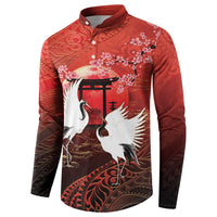 Hawaii and Japan Together Button Sweatshirt Polynesian Art Tattoo With Cranes And Sakura LT05 - Polynesian Pride