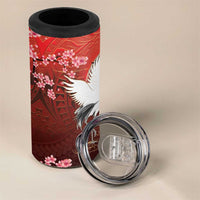 Hawaii and Japan Together 4 in 1 Can Cooler Tumbler Polynesian Art Tattoo With Cranes And Sakura - Polynesian Pride