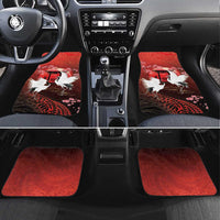 Hawaii and Japan Together Car Mats Polynesian Art Tattoo With Cranes And Sakura - Polynesian Pride