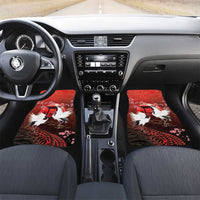 Hawaii and Japan Together Car Mats Polynesian Art Tattoo With Cranes And Sakura - Polynesian Pride