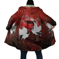 Hawaii and Japan Together Cloak Polynesian Art Tattoo With Cranes And Sakura LT05 - Polynesian Pride
