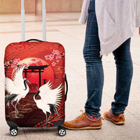 Hawaii and Japan Together Luggage Cover Polynesian Art Tattoo With Cranes And Sakura - Polynesian Pride