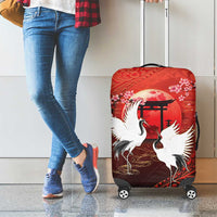 Hawaii and Japan Together Luggage Cover Polynesian Art Tattoo With Cranes And Sakura - Polynesian Pride