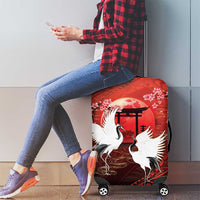 Hawaii and Japan Together Luggage Cover Polynesian Art Tattoo With Cranes And Sakura - Polynesian Pride