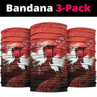 Hawaii and Japan Together Neck Gaiter Polynesian Art Tattoo With Cranes And Sakura LT05 package One Size: 25*50cm Red - Polynesian Pride
