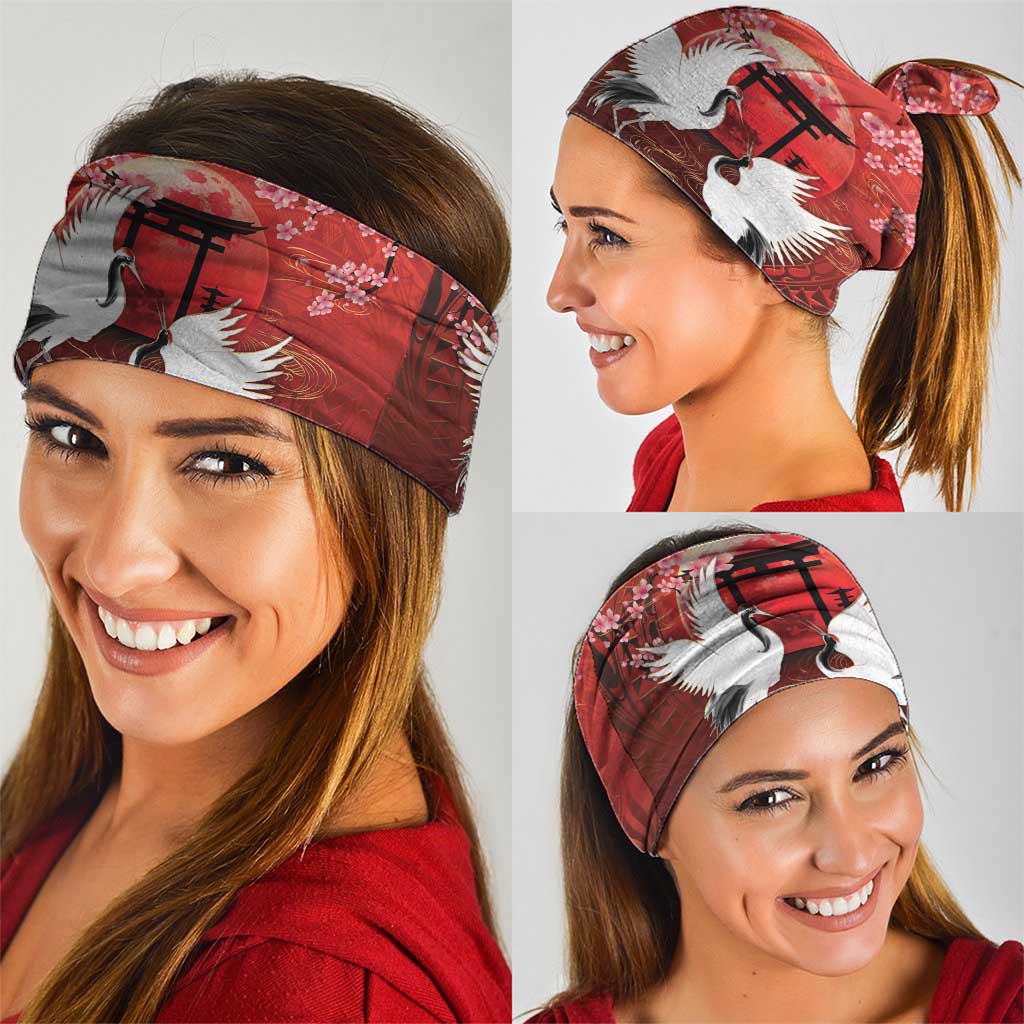Hawaii and Japan Together Neck Gaiter Polynesian Art Tattoo With Cranes And Sakura LT05 - Polynesian Pride