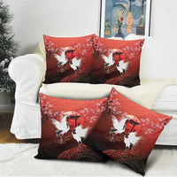 Hawaii and Japan Together Pillow Cover Polynesian Art Tattoo With Cranes And Sakura - Polynesian Pride