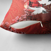 Hawaii and Japan Together Pillow Cover Polynesian Art Tattoo With Cranes And Sakura - Polynesian Pride