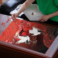 Hawaii and Japan Together Puzzle Polynesian Art Tattoo With Cranes And Sakura LT05 - Polynesian Pride