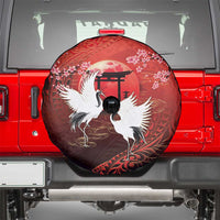 Hawaii and Japan Together Spare Tire Cover Polynesian Art Tattoo With Cranes And Sakura - Polynesian Pride