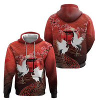 Hawaii and Japan Together Zip Hoodie Polynesian Art Tattoo With Cranes And Sakura LT05 - Polynesian Pride