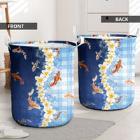 Hawaii And Japan Laundry Basket Plumeria Lei With Koi Fish Blue LT05 - Polynesian Pride