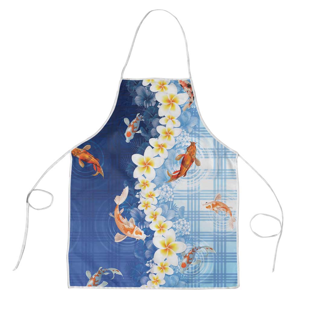 Hawaii And Japan Apron Plumeria Lei With Koi Fish Blue LT05 Blue - Polynesian Pride
