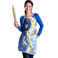 Hawaii And Japan Apron Plumeria Lei With Koi Fish Blue LT05 - Polynesian Pride