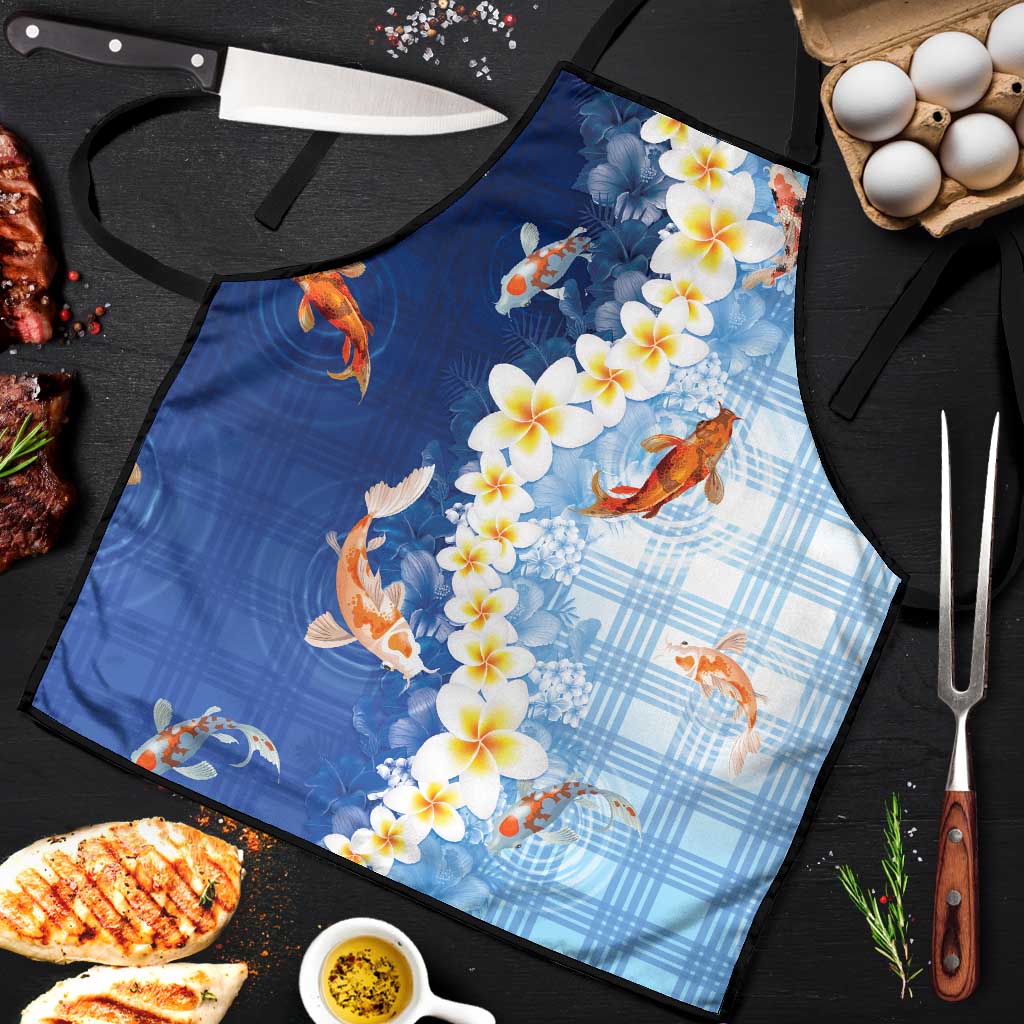 Hawaii And Japan Apron Plumeria Lei With Koi Fish Blue LT05 Blue - Polynesian Pride