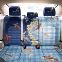 Hawaii And Japan Back Car Seat Cover Plumeria Lei With Koi Fish Blue LT05 - Polynesian Pride