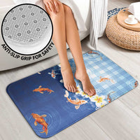 Hawaii And Japan Bathroom Set Plumeria Lei With Koi Fish Blue - Polynesian Pride