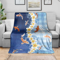 Hawaii And Japan Blanket Plumeria Lei With Koi Fish Blue - Polynesian Pride