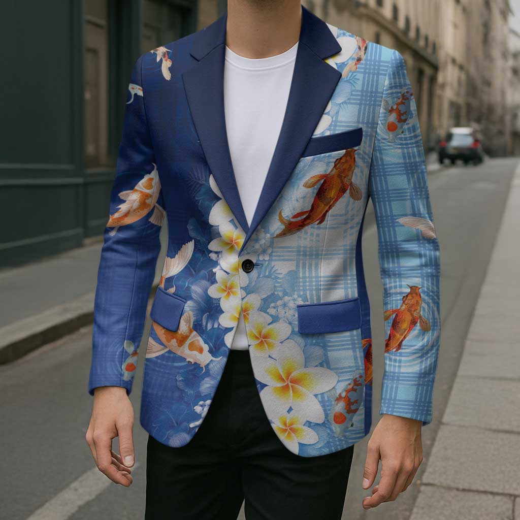 Hawaii And Japan Blazer Plumeria Lei With Koi Fish Blue - Polynesian Pride