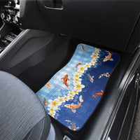 Hawaii And Japan Car Mats Plumeria Lei With Koi Fish Blue - Polynesian Pride