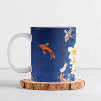 Hawaii And Japan Ceramic Mug Plumeria Lei With Koi Fish Blue LT05 Blue - Polynesian Pride
