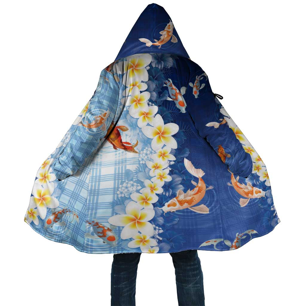 Hawaii And Japan Cloak Plumeria Lei With Koi Fish Blue - Polynesian Pride