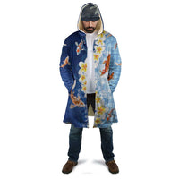 Hawaii And Japan Cloak Plumeria Lei With Koi Fish Blue - Polynesian Pride