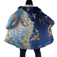 Hawaii And Japan Cloak Plumeria Lei With Koi Fish Blue - Polynesian Pride