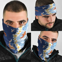 Hawaii And Japan Neck Gaiter Plumeria Lei With Koi Fish Blue LT05 - Polynesian Pride