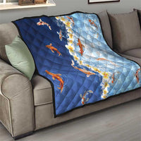 Hawaii And Japan Quilt Plumeria Lei With Koi Fish Blue - Polynesian Pride