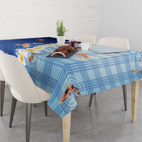 Hawaii And Japan Tablecloth Plumeria Lei With Koi Fish Blue LT05 - Polynesian Pride
