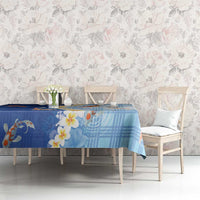 Hawaii And Japan Tablecloth Plumeria Lei With Koi Fish Blue LT05 - Polynesian Pride