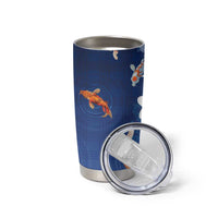 Hawaii And Japan Tumbler Cup Plumeria Lei With Koi Fish Blue - Polynesian Pride