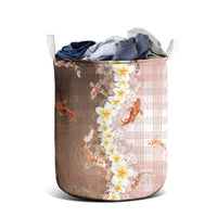 Hawaii And Japan Laundry Basket Plumeria Lei With Koi Fish Beige LT05 - Polynesian Pride