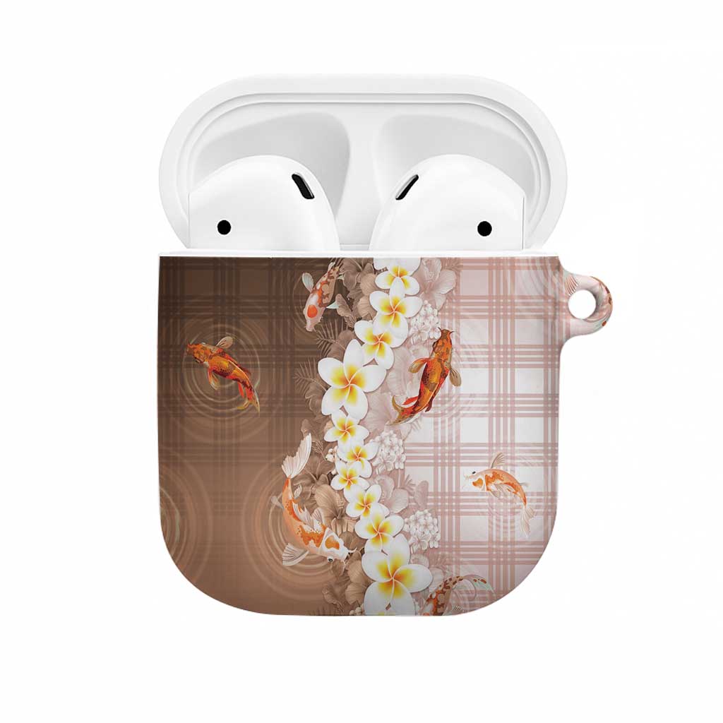 Hawaii And Japan AirPods Case Plumeria Lei With Koi Fish Beige LT05 Beige - Polynesian Pride