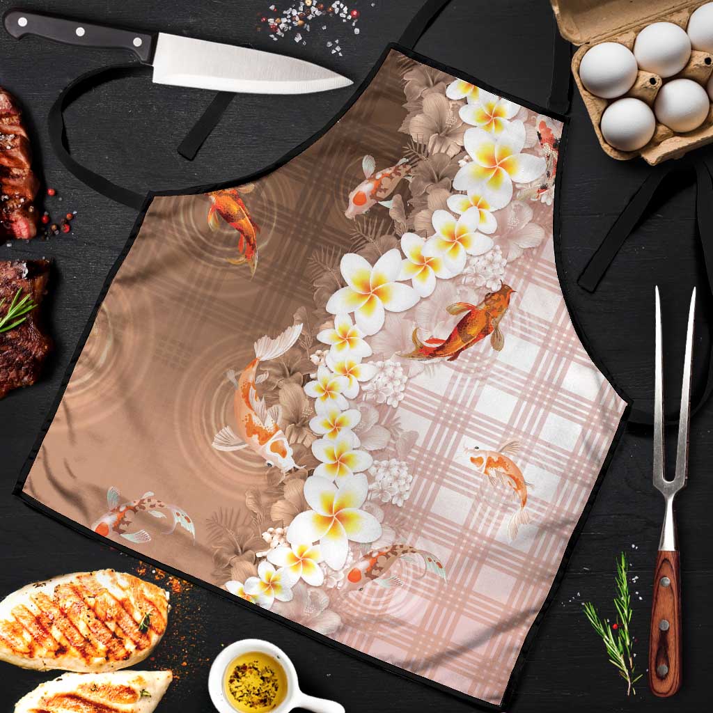 Hawaii And Japan Apron Plumeria Lei With Koi Fish Beige LT05 Beige - Polynesian Pride
