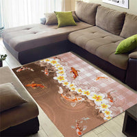 Hawaii And Japan Area Rug Plumeria Lei With Koi Fish Beige - Polynesian Pride