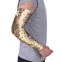Hawaii And Japan Arm Sleeves Plumeria Lei With Koi Fish Beige LT05 - Polynesian Pride