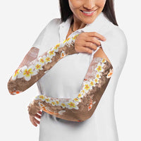 Hawaii And Japan Arm Sleeves Plumeria Lei With Koi Fish Beige LT05 - Polynesian Pride