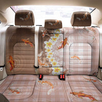 Hawaii And Japan Back Car Seat Cover Plumeria Lei With Koi Fish Beige LT05 - Polynesian Pride