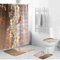 Hawaii And Japan Bathroom Set Plumeria Lei With Koi Fish Beige - Polynesian Pride