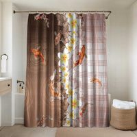 Hawaii And Japan Bathroom Set Plumeria Lei With Koi Fish Beige - Polynesian Pride