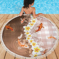 Hawaii And Japan Beach Blanket Plumeria Lei With Koi Fish Beige - Polynesian Pride