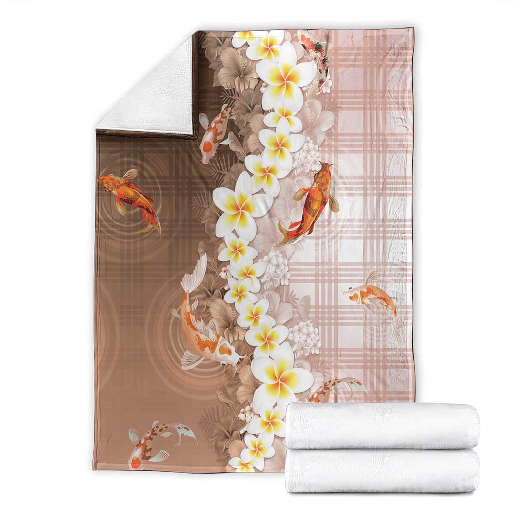 Hawaii And Japan Blanket Plumeria Lei With Koi Fish Beige - Polynesian Pride