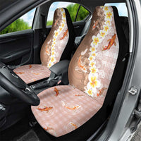 Hawaii And Japan Car Seat Cover Plumeria Lei With Koi Fish Beige - Polynesian Pride