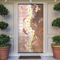 Hawaii And Japan Door Cover Plumeria Lei With Koi Fish Beige LT05 Beige - Polynesian Pride