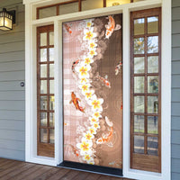 Hawaii And Japan Door Cover Plumeria Lei With Koi Fish Beige LT05 - Polynesian Pride